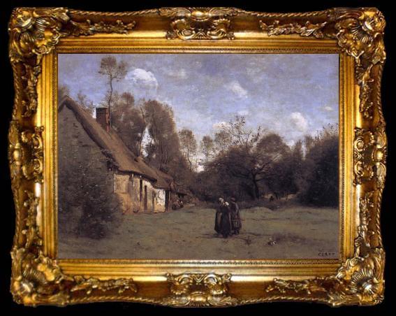framed  Jean Baptiste Camille  Corot Farmhouse in Normandy, ta009-2